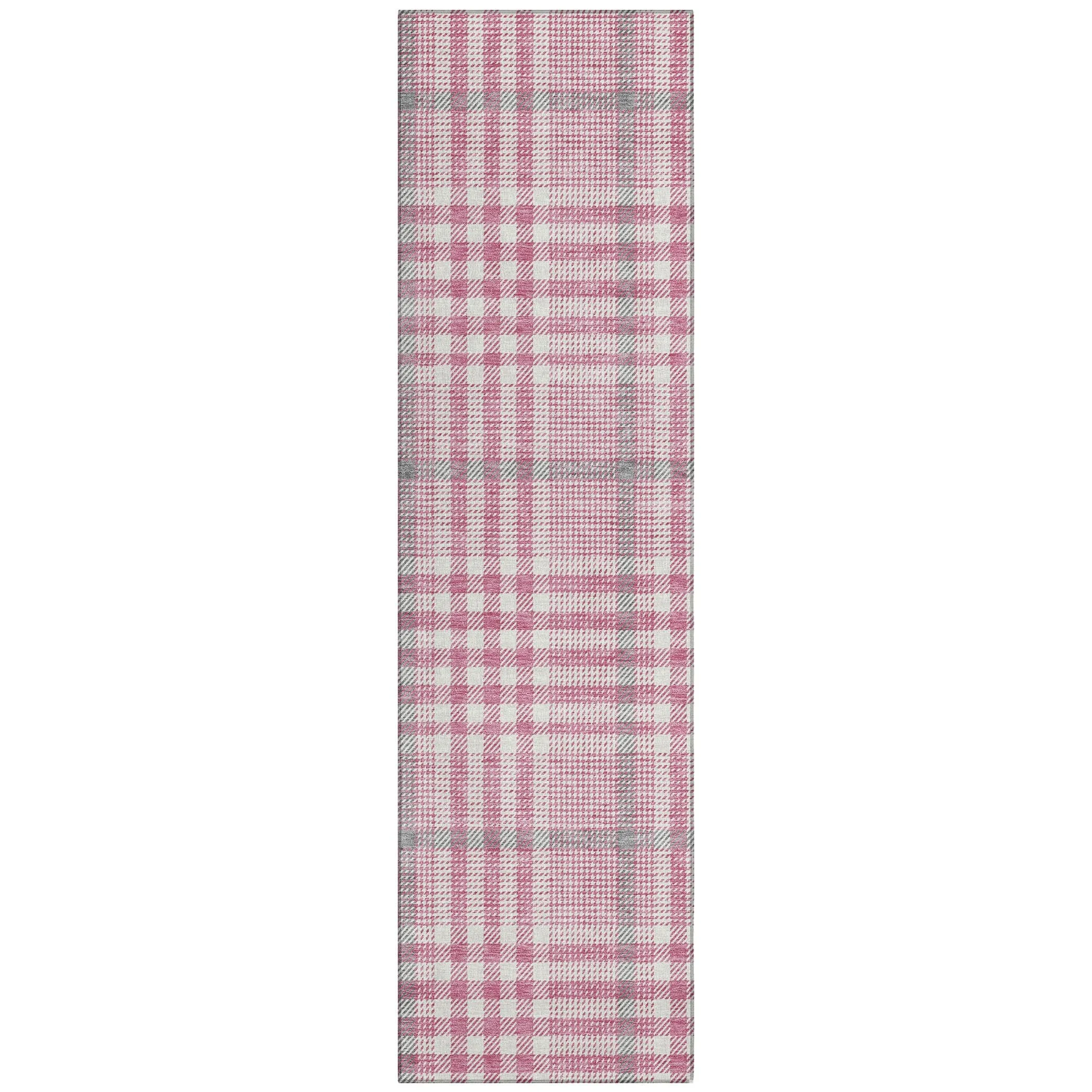 Machine Washable Indoor/ Outdoor Plaid Chantille Rug