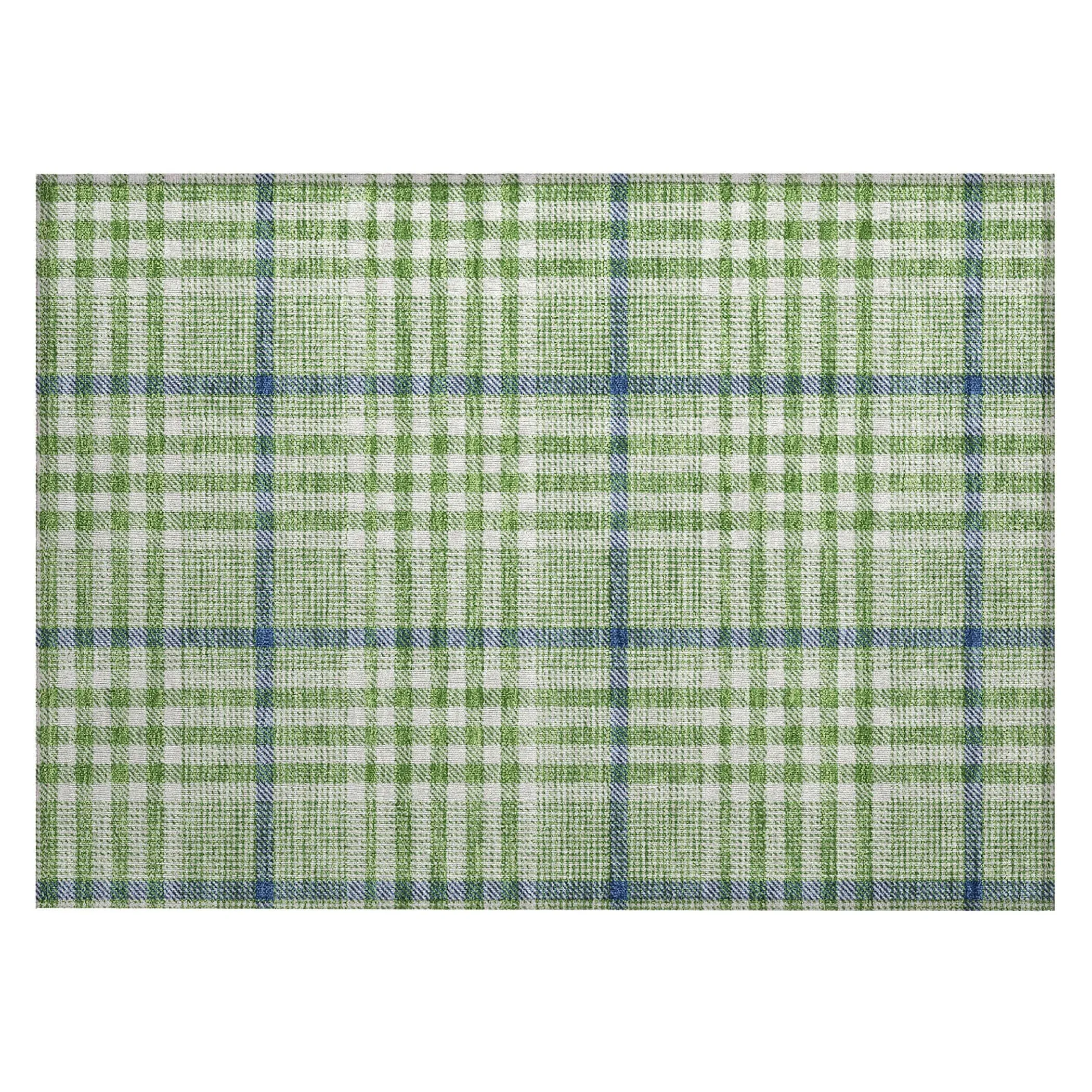 Machine Washable Indoor/ Outdoor Plaid Chantille Rug