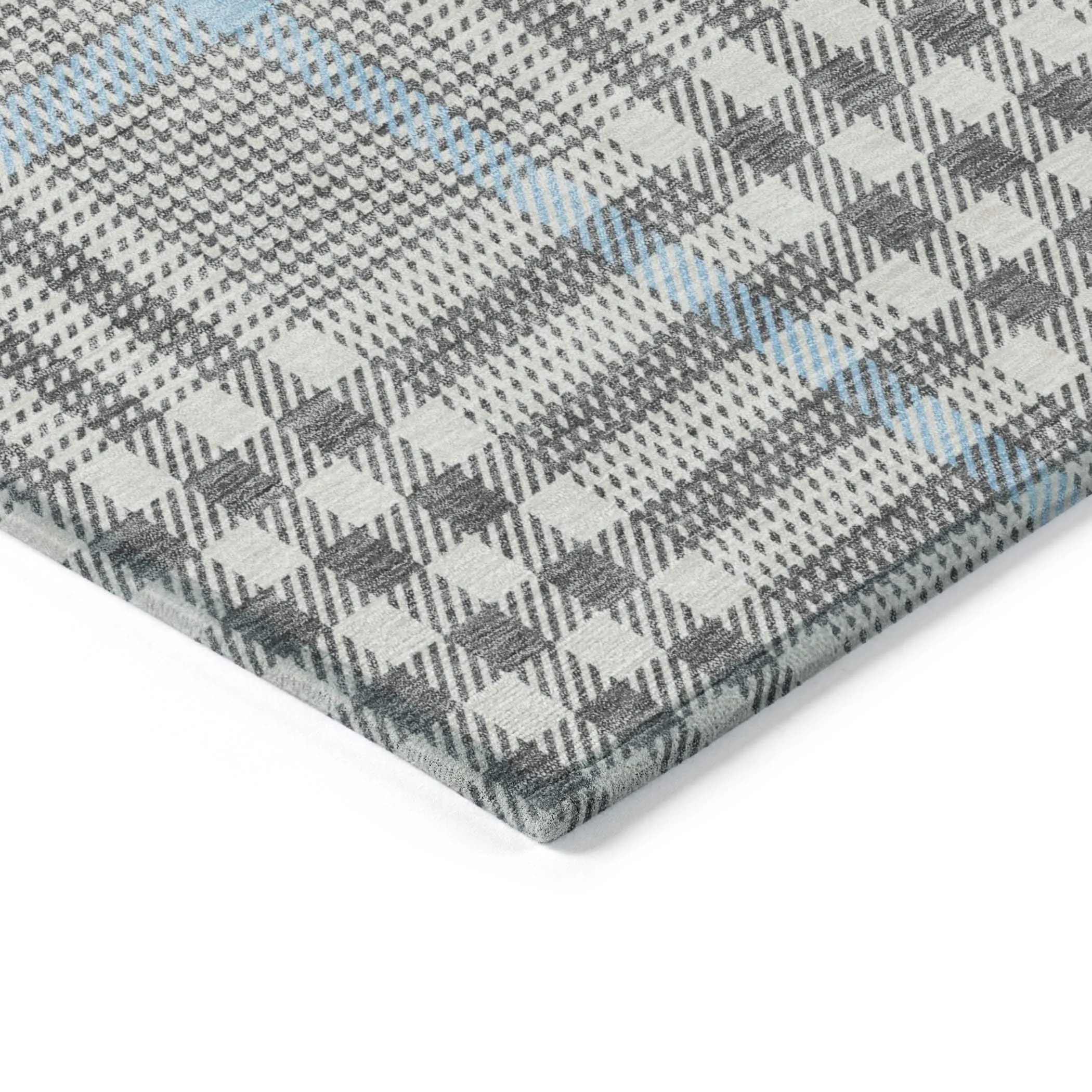 Machine Washable Indoor/ Outdoor Plaid Chantille Rug