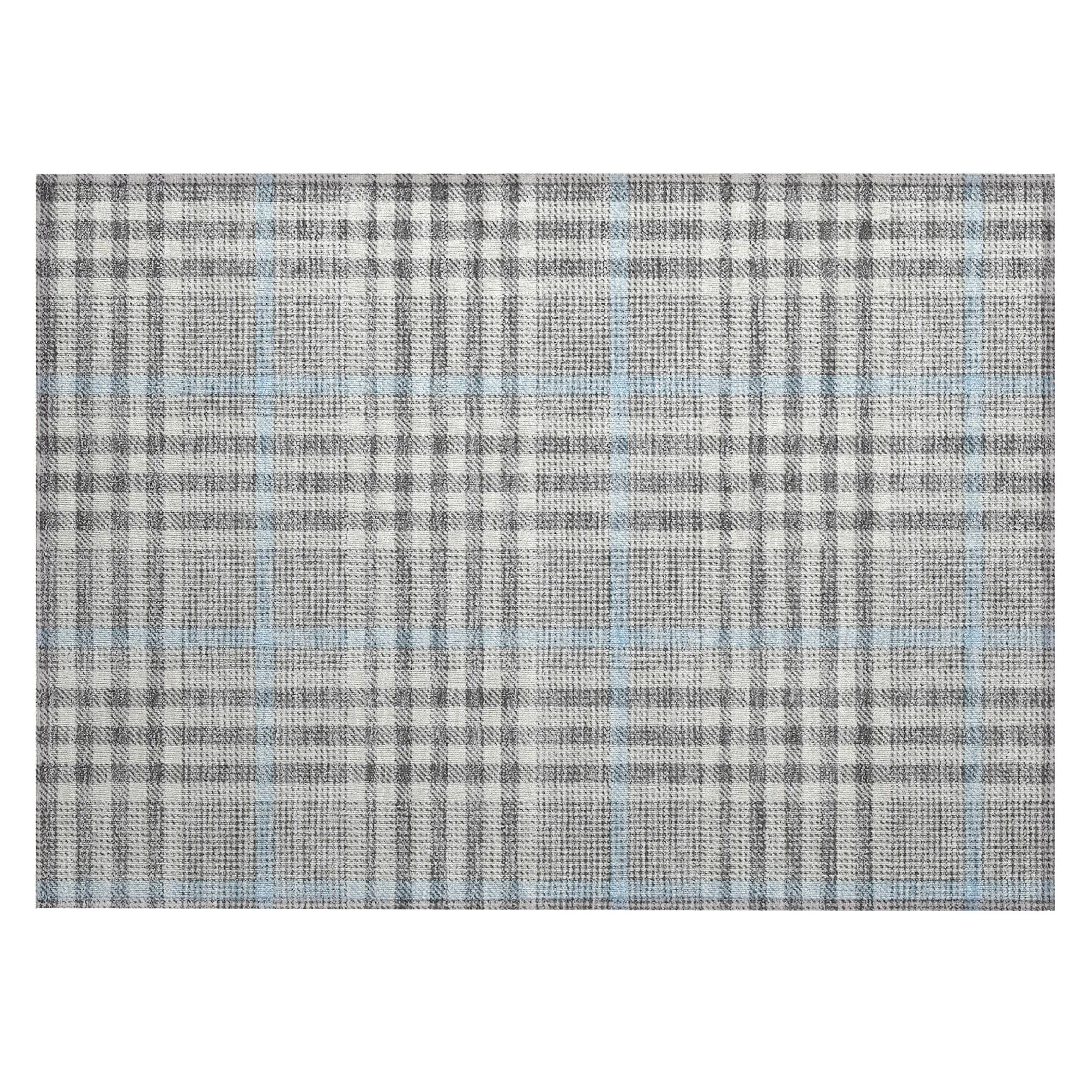 Machine Washable Indoor/ Outdoor Plaid Chantille Rug