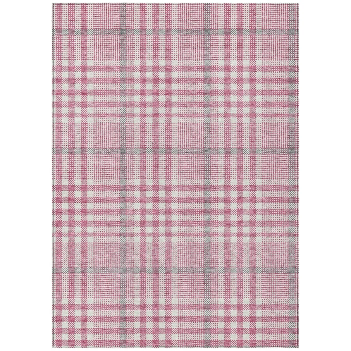 Machine Washable Indoor/ Outdoor Plaid Chantille Rug