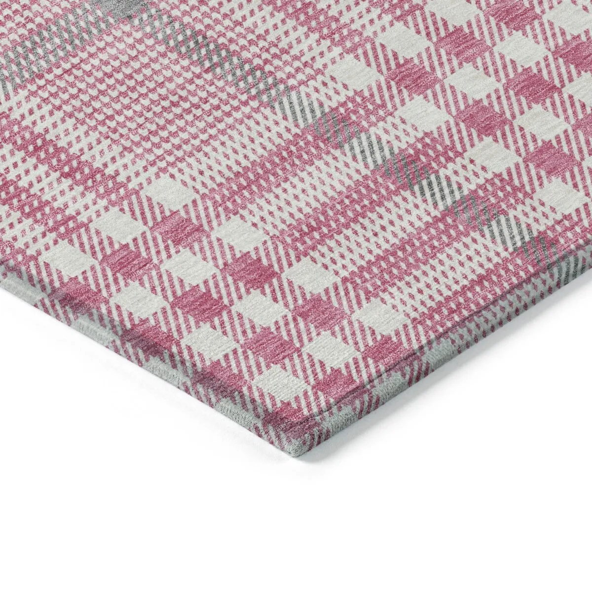 Machine Washable Indoor/ Outdoor Plaid Chantille Rug