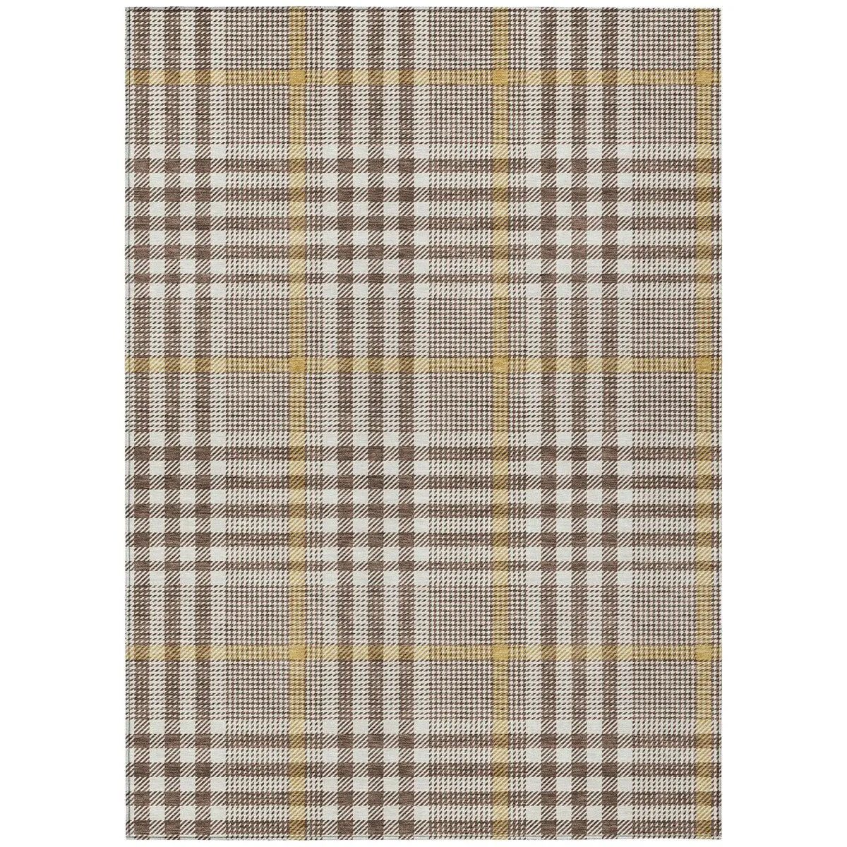 Machine Washable Indoor/ Outdoor Plaid Chantille Rug