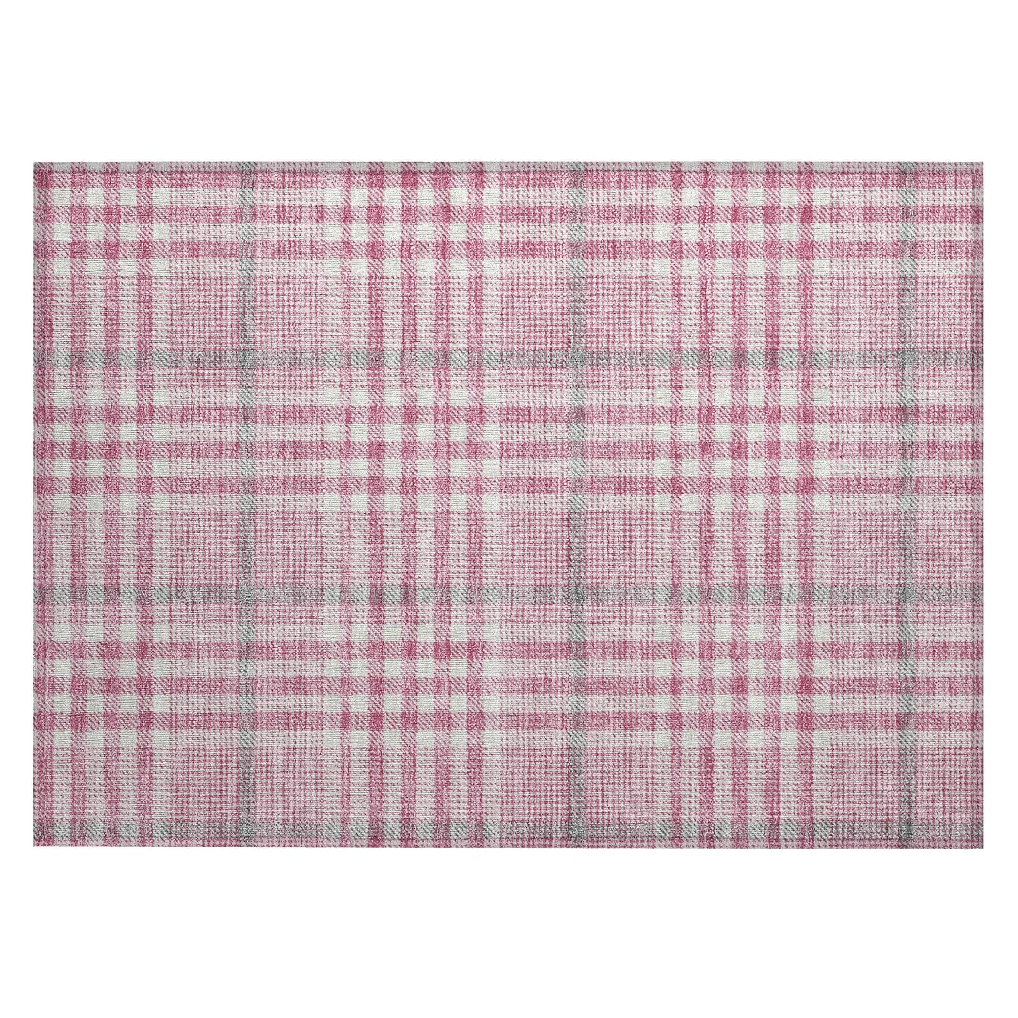 Machine Washable Indoor/ Outdoor Plaid Chantille Rug