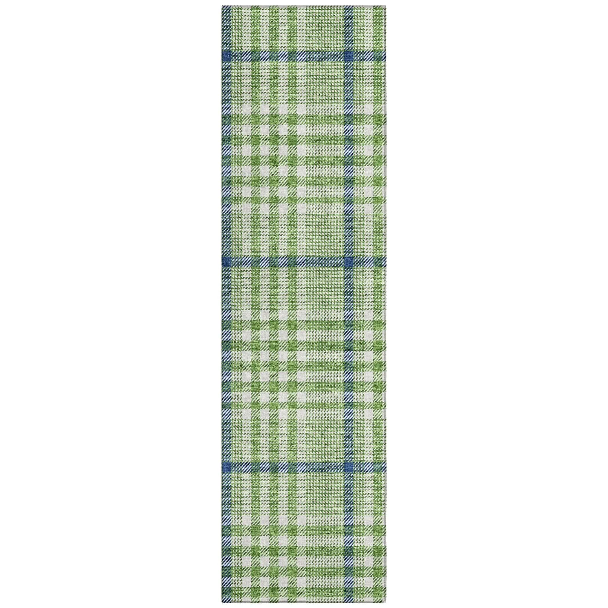 Machine Washable Indoor/ Outdoor Plaid Chantille Rug