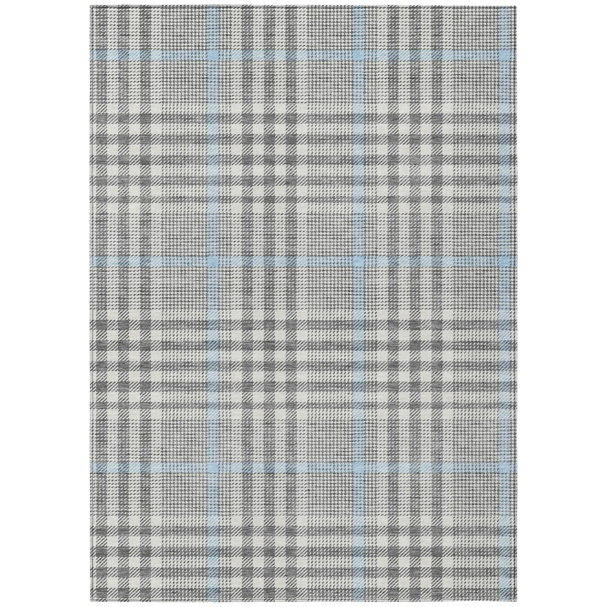 Machine Washable Indoor/ Outdoor Plaid Chantille Rug
