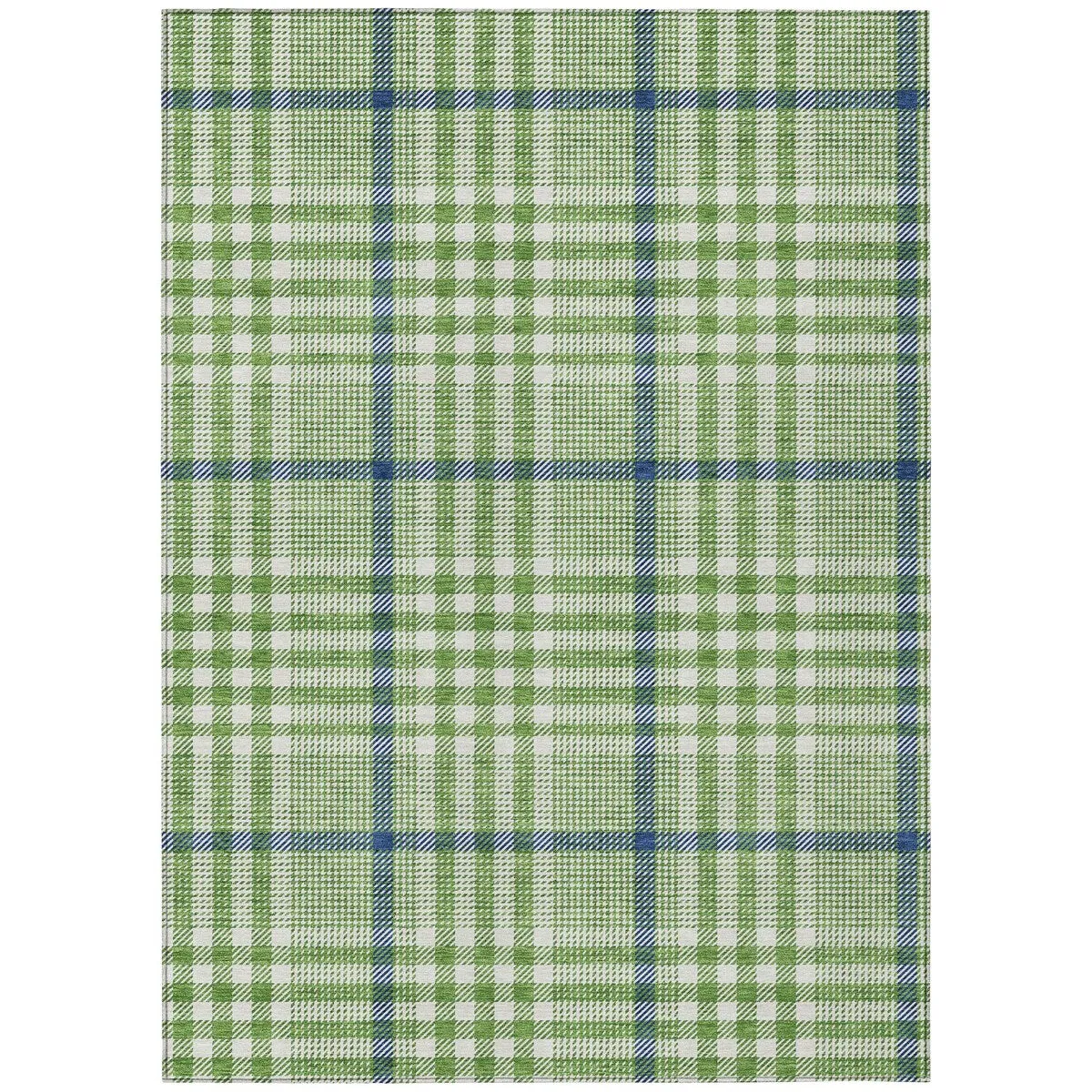 Machine Washable Indoor/ Outdoor Plaid Chantille Rug