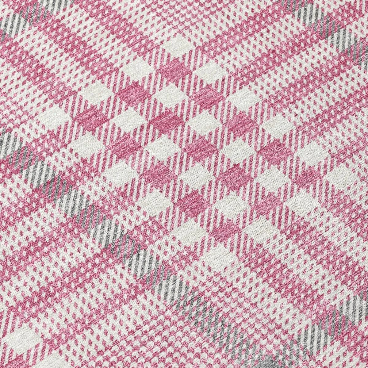 Machine Washable Indoor/ Outdoor Plaid Chantille Rug