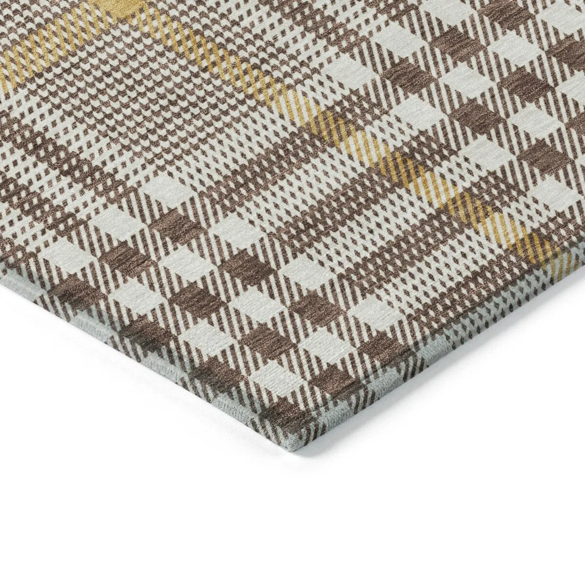 Machine Washable Indoor/ Outdoor Plaid Chantille Rug