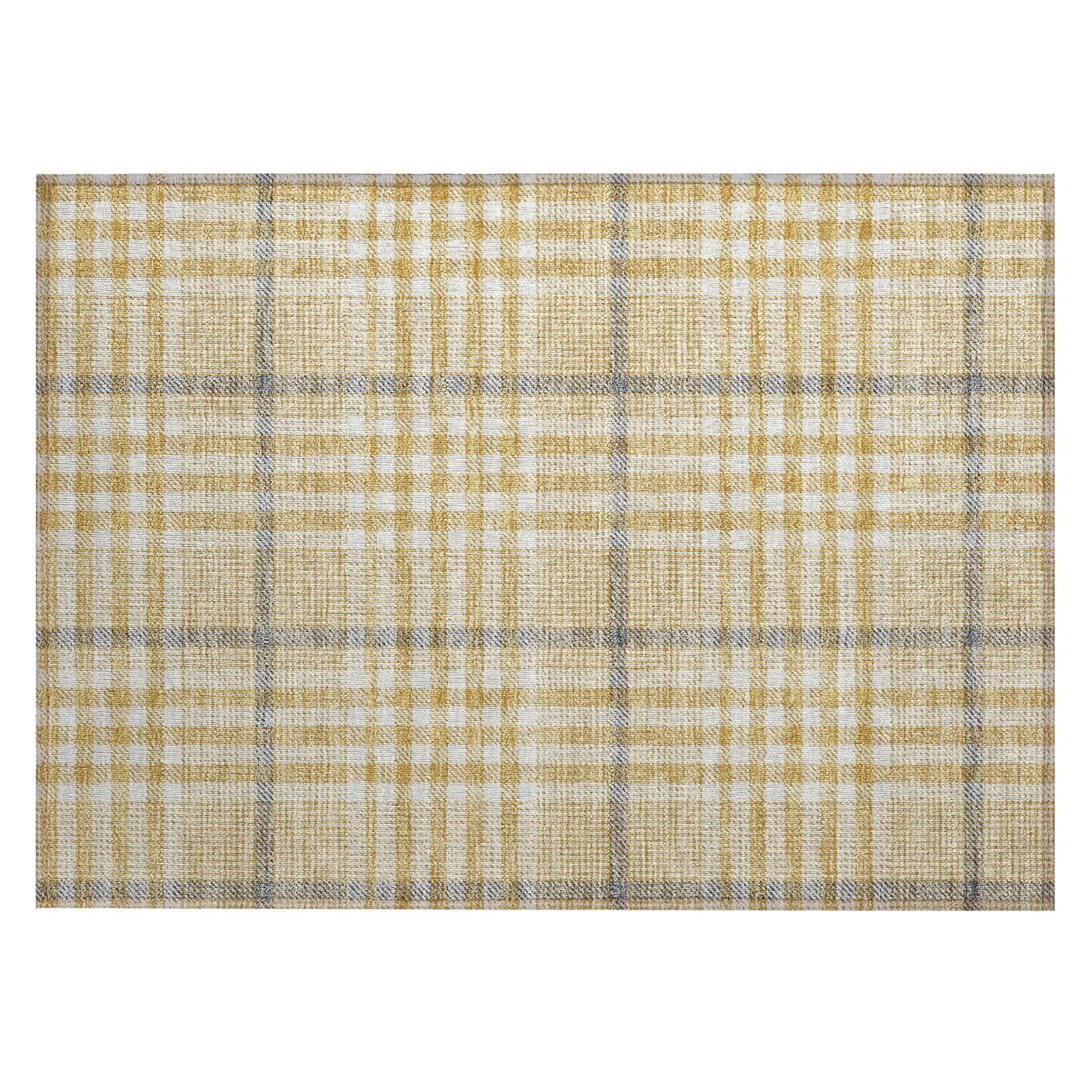 Machine Washable Indoor/ Outdoor Plaid Chantille Rug