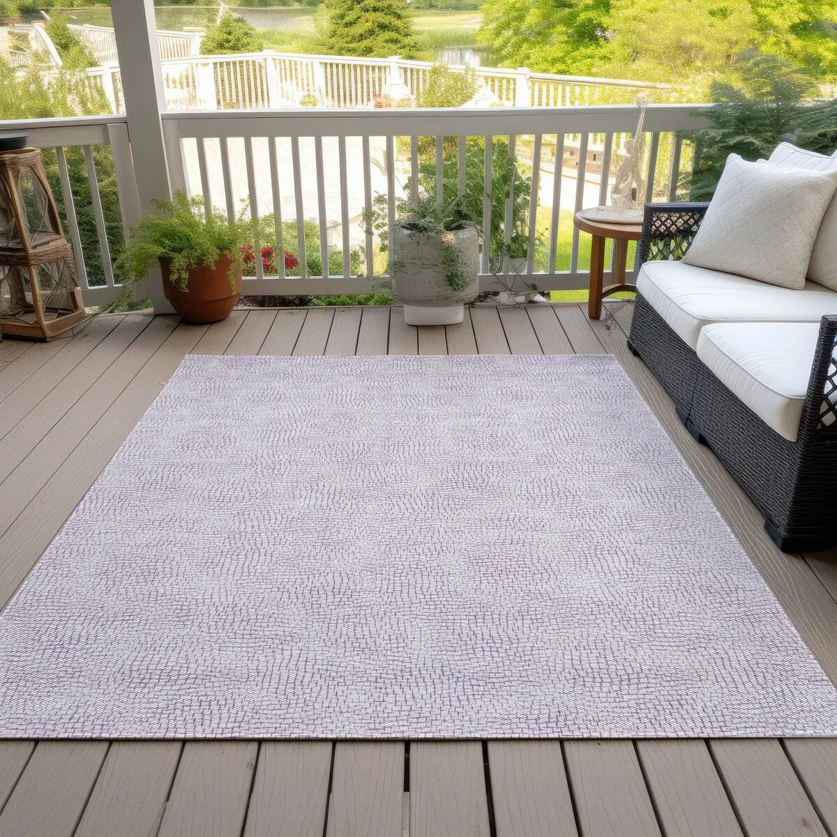 Machine Washable Indoor/ Outdoor Solid Causal Chantille Rug