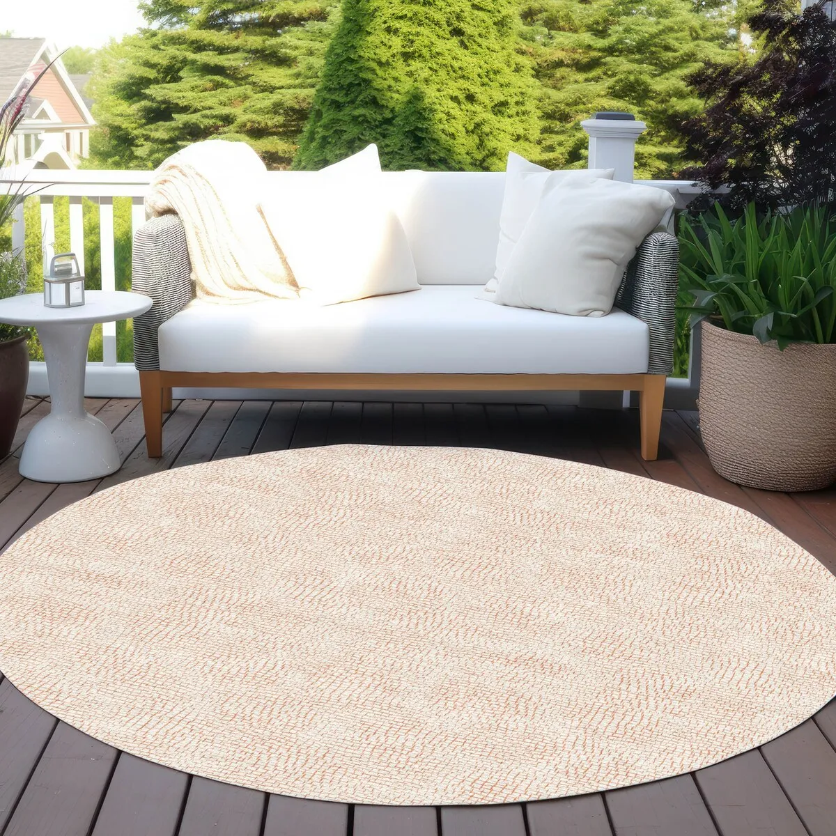 Machine Washable Indoor/ Outdoor Solid Causal Chantille Rug