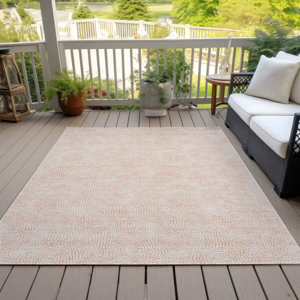 Machine Washable Indoor/ Outdoor Solid Causal Chantille Rug