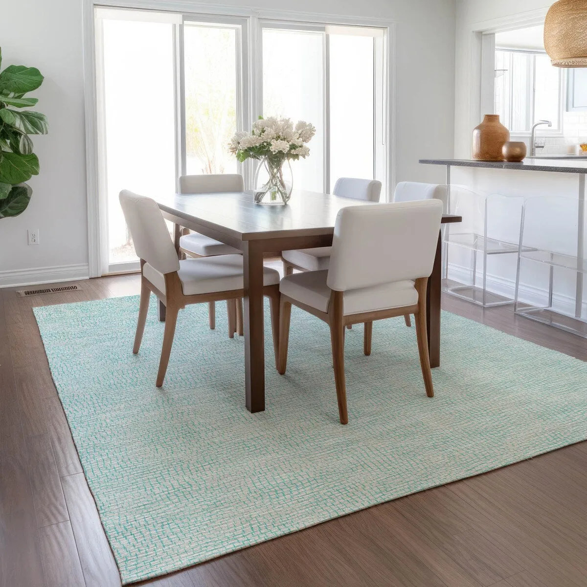 Machine Washable Indoor/ Outdoor Solid Causal Chantille Rug