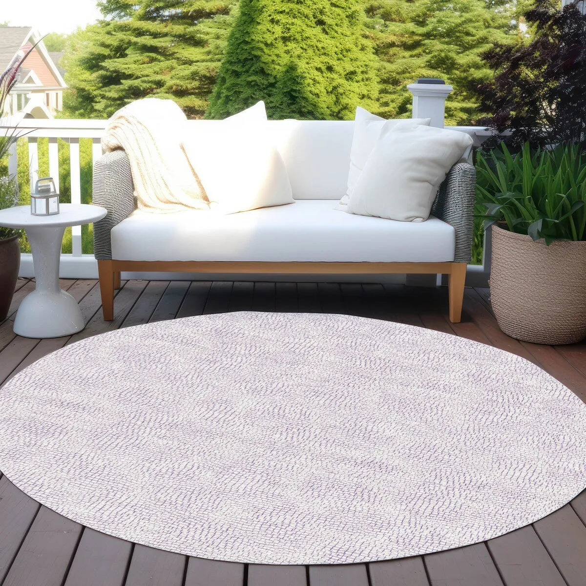 Machine Washable Indoor/ Outdoor Solid Causal Chantille Rug