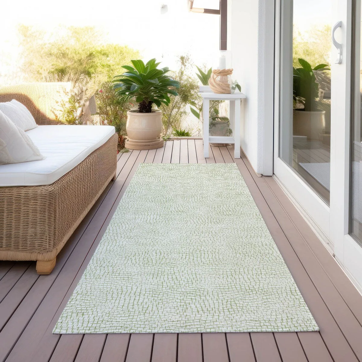 Machine Washable Indoor/ Outdoor Solid Causal Chantille Rug