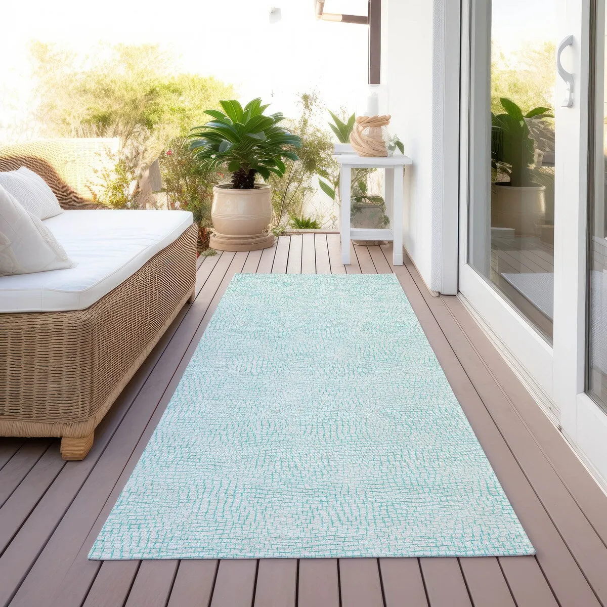 Machine Washable Indoor/ Outdoor Solid Causal Chantille Rug