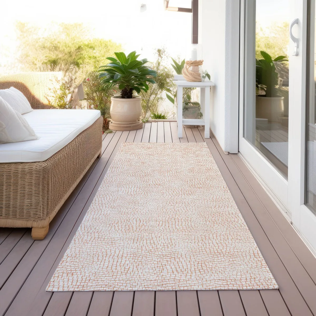 Machine Washable Indoor/ Outdoor Solid Causal Chantille Rug
