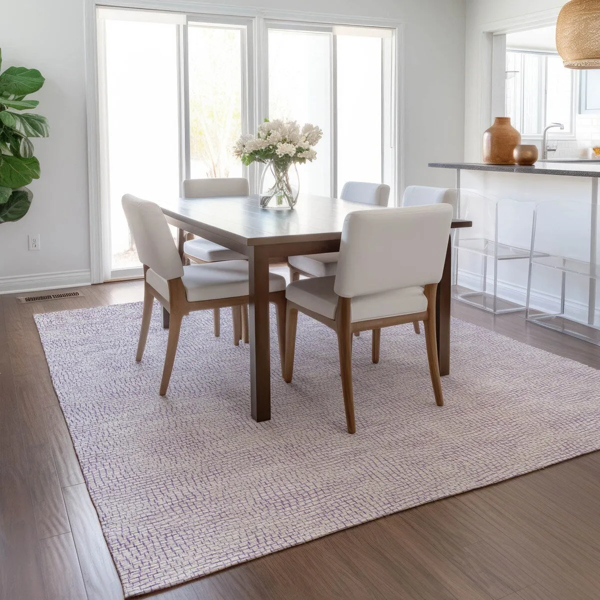 Machine Washable Indoor/ Outdoor Solid Causal Chantille Rug