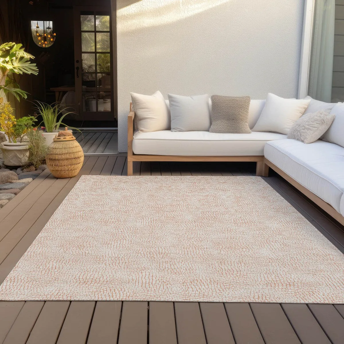 Machine Washable Indoor/ Outdoor Solid Causal Chantille Rug