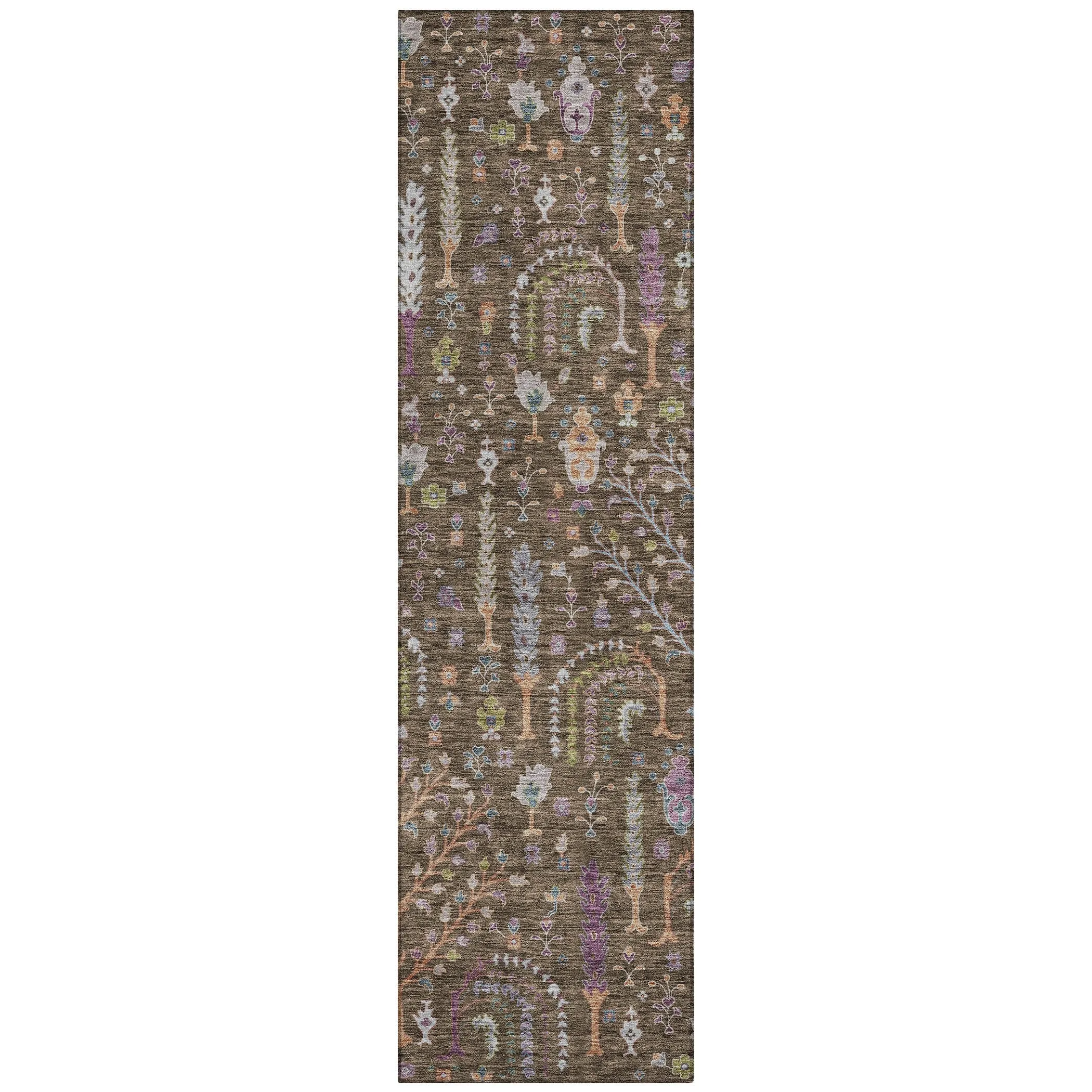 Machine Washable Indoor/ Outdoor Traditional Global Chantille Rug