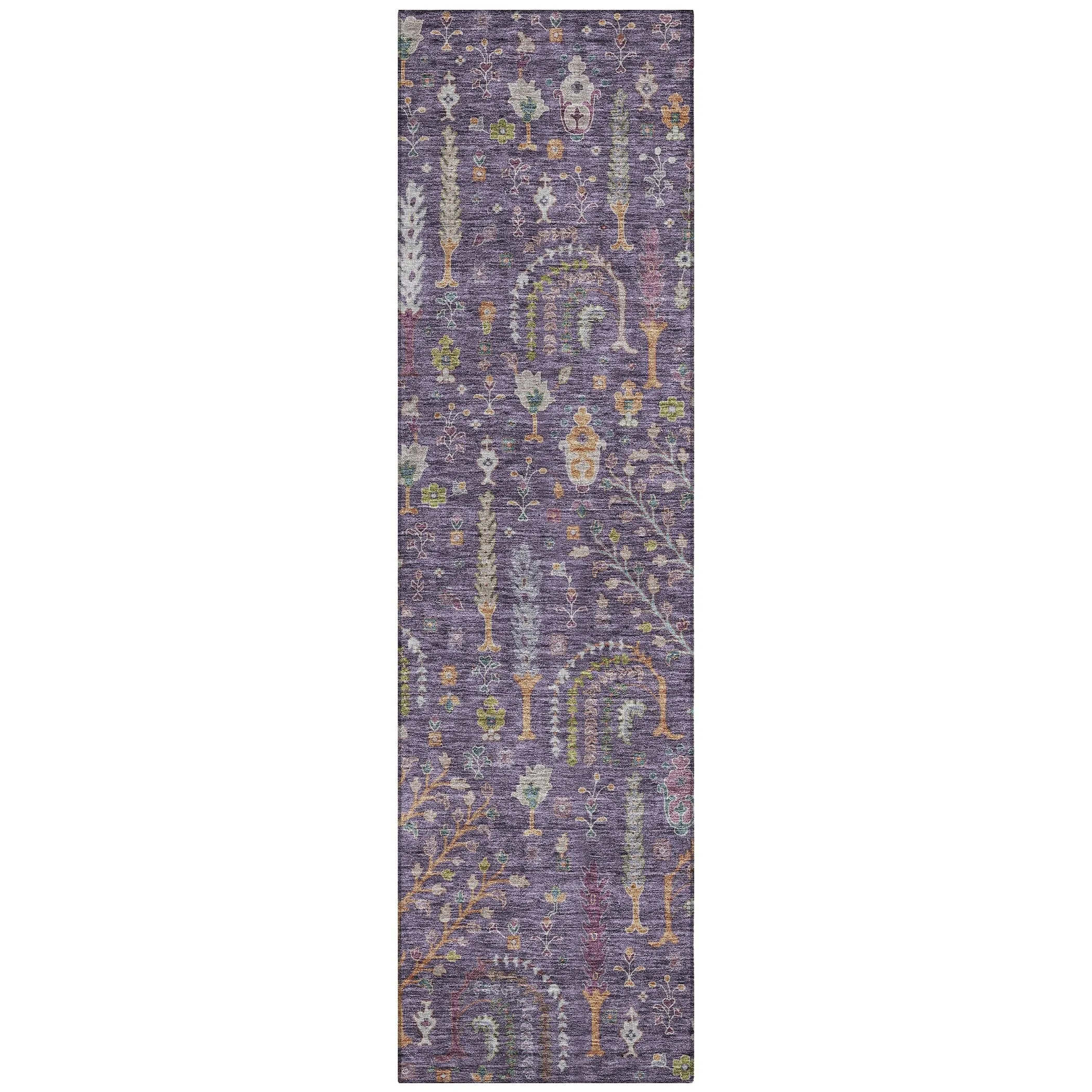 Machine Washable Indoor/ Outdoor Traditional Global Chantille Rug