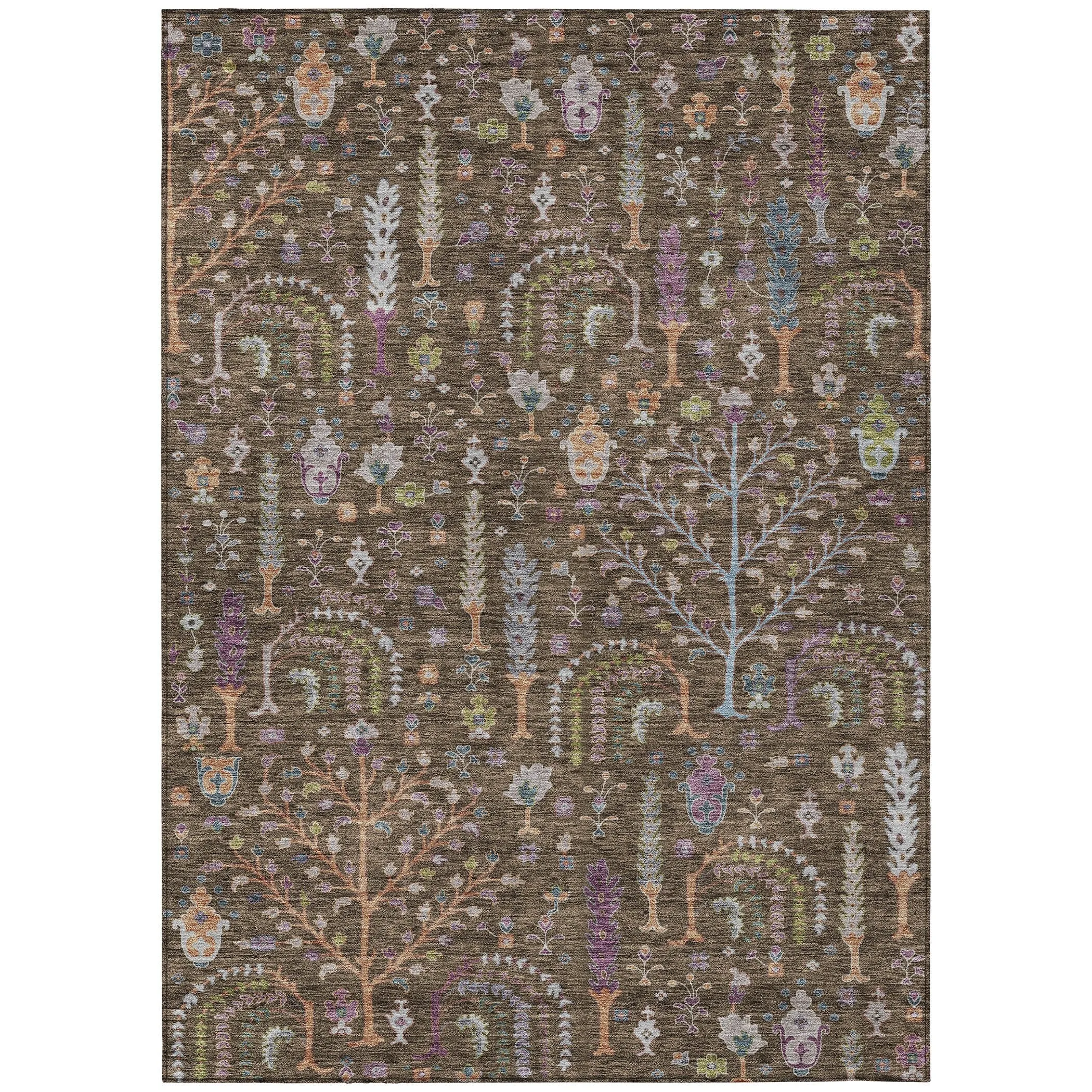 Machine Washable Indoor/ Outdoor Traditional Global Chantille Rug
