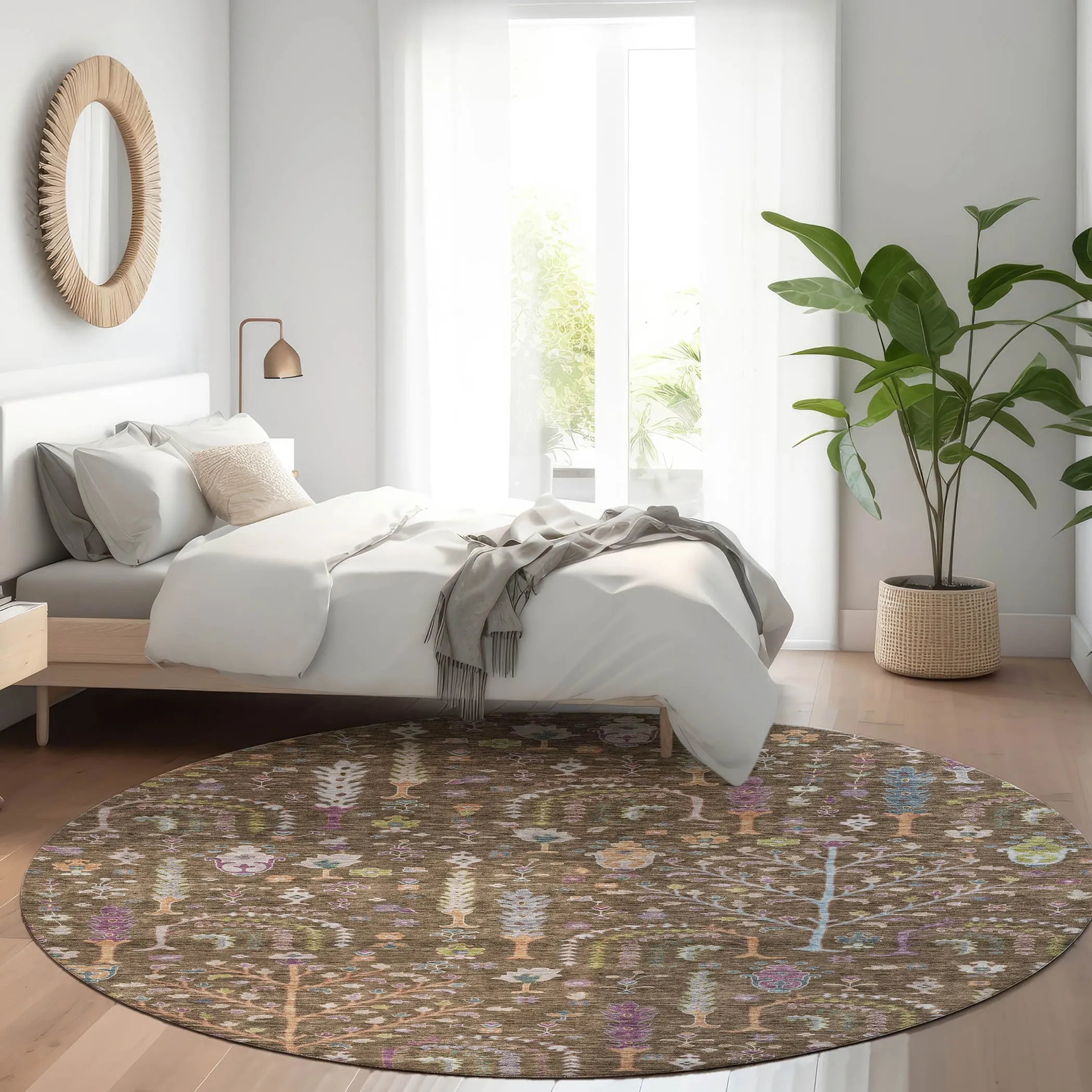 Machine Washable Indoor/ Outdoor Traditional Global Chantille Rug