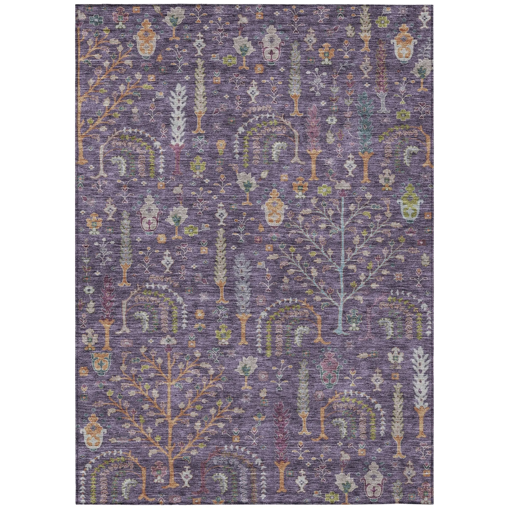 Machine Washable Indoor/ Outdoor Traditional Global Chantille Rug