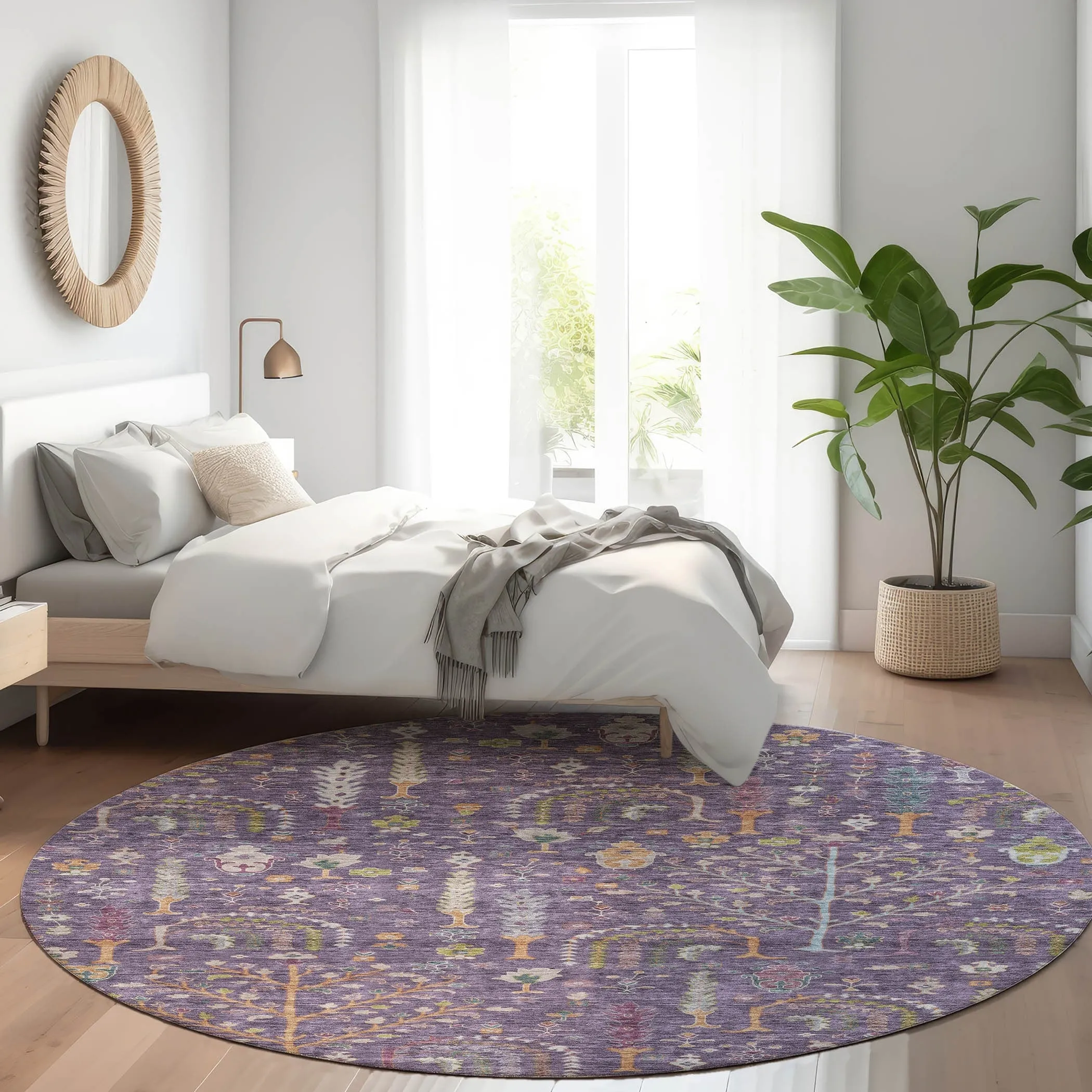 Machine Washable Indoor/ Outdoor Traditional Global Chantille Rug