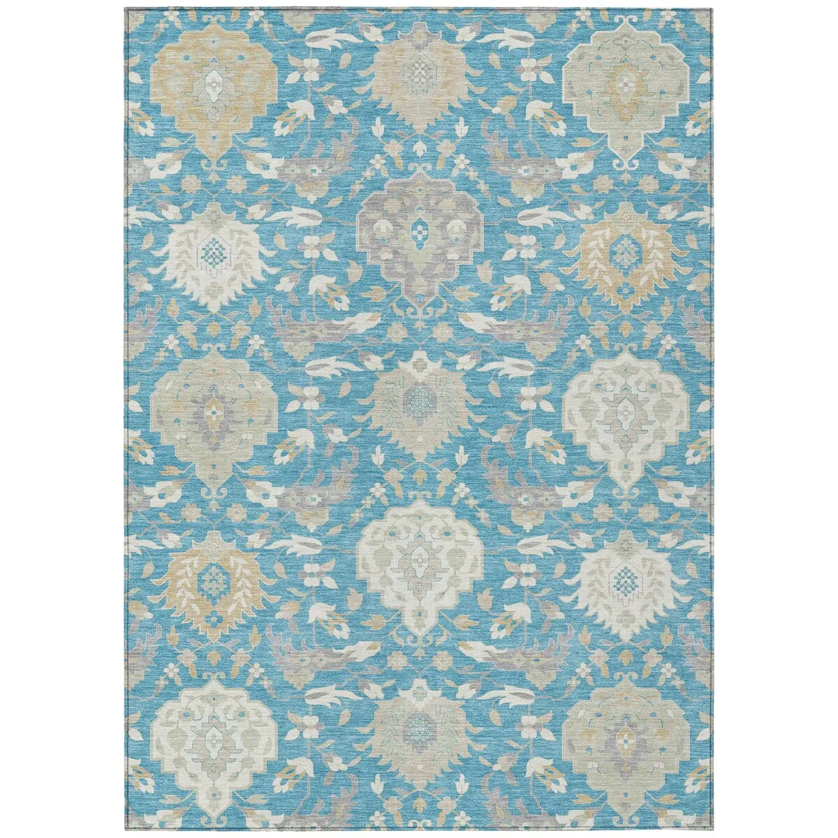 Machine Washable Indoor/ Outdoor Traditional Kashan Chantille Rug