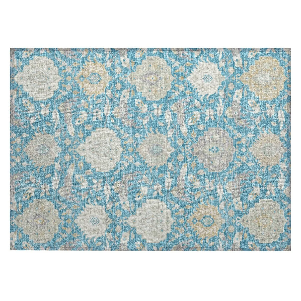 Machine Washable Indoor/ Outdoor Traditional Kashan Chantille Rug