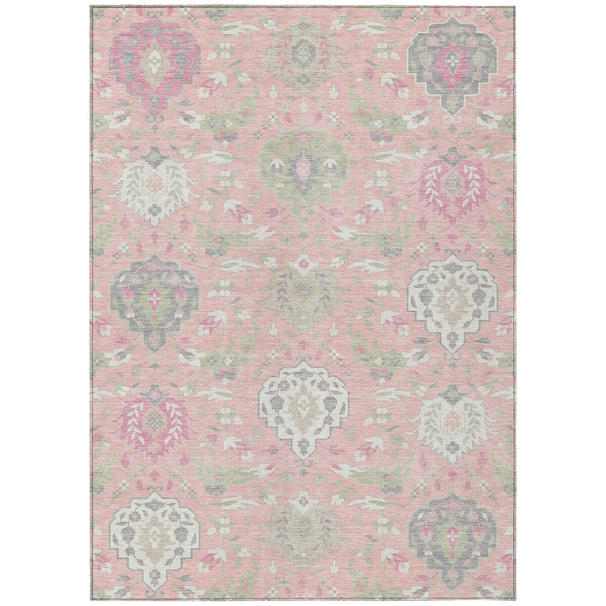 Machine Washable Indoor/ Outdoor Traditional Kashan Chantille Rug