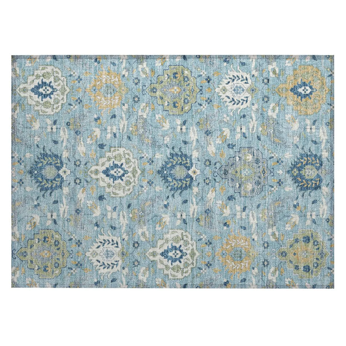Machine Washable Indoor/ Outdoor Traditional Kashan Chantille Rug
