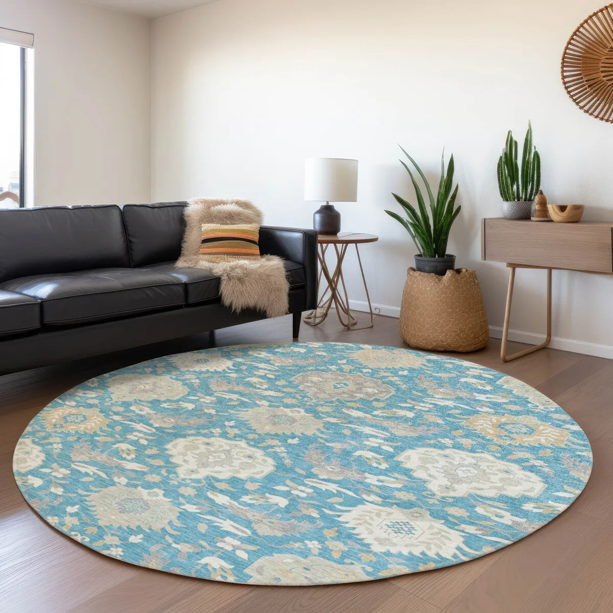 Machine Washable Indoor/ Outdoor Traditional Kashan Chantille Rug
