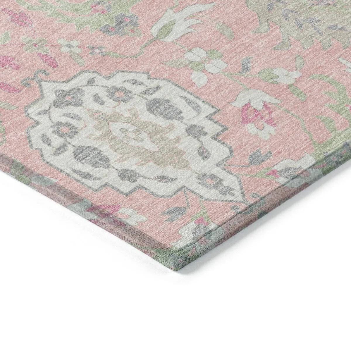 Machine Washable Indoor/ Outdoor Traditional Kashan Chantille Rug