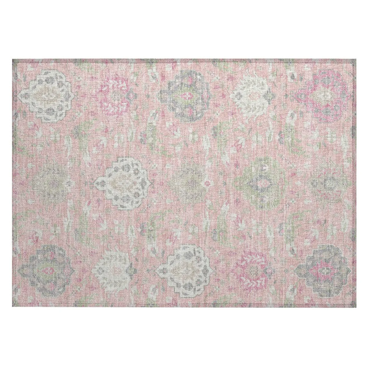 Machine Washable Indoor/ Outdoor Traditional Kashan Chantille Rug