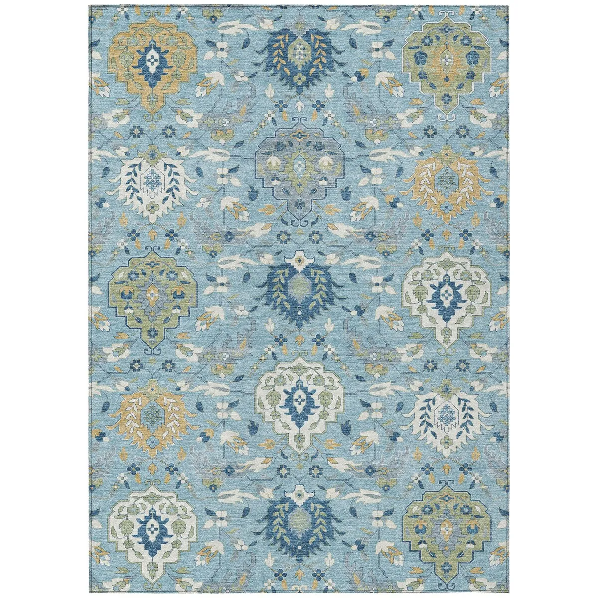 Machine Washable Indoor/ Outdoor Traditional Kashan Chantille Rug