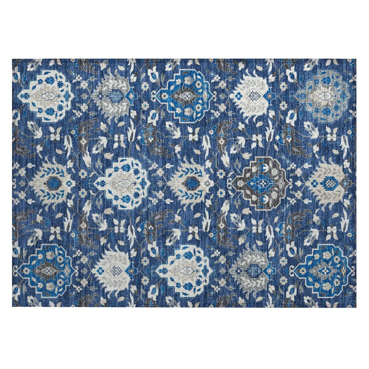 Machine Washable Indoor/ Outdoor Traditional Kashan Chantille Rug