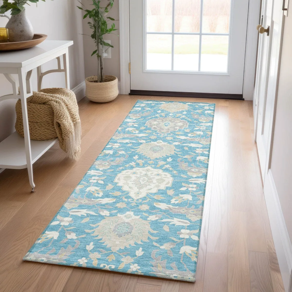 Machine Washable Indoor/ Outdoor Traditional Kashan Chantille Rug