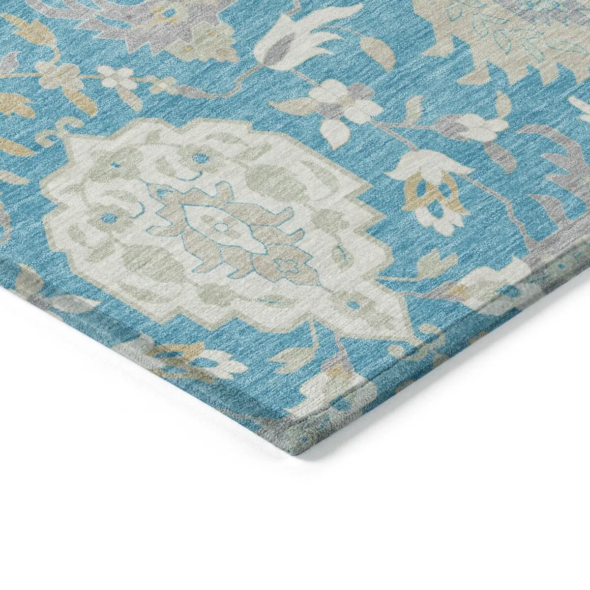 Machine Washable Indoor/ Outdoor Traditional Kashan Chantille Rug