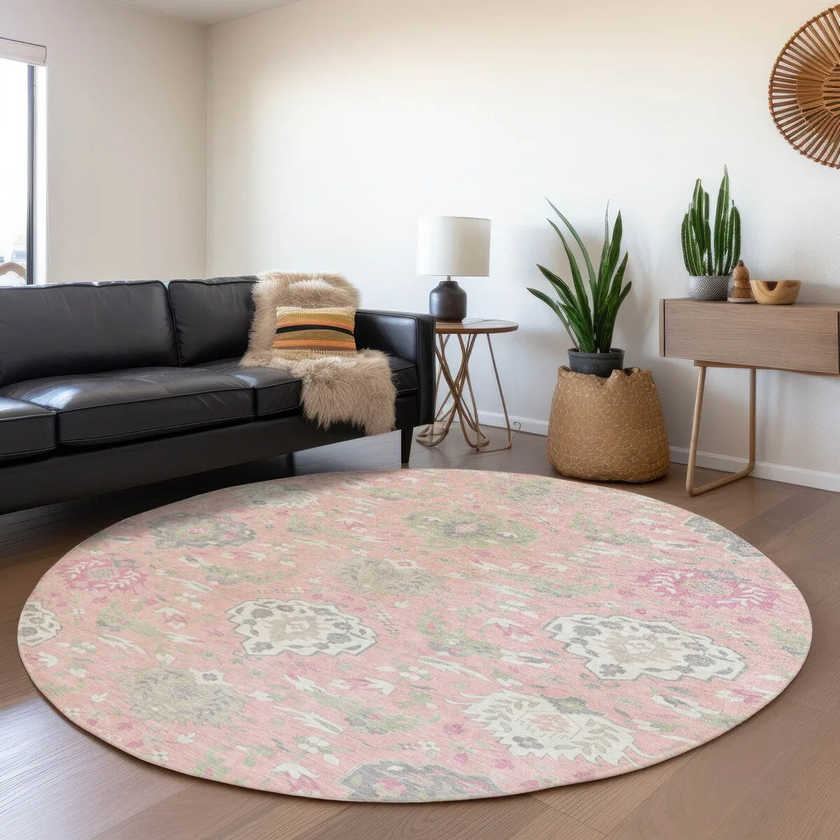 Machine Washable Indoor/ Outdoor Traditional Kashan Chantille Rug