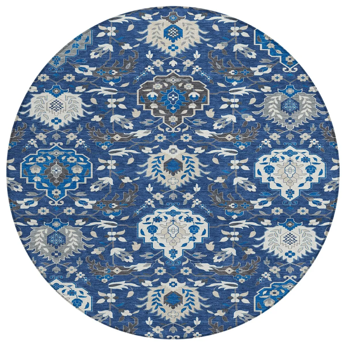 Machine Washable Indoor/ Outdoor Traditional Kashan Chantille Rug