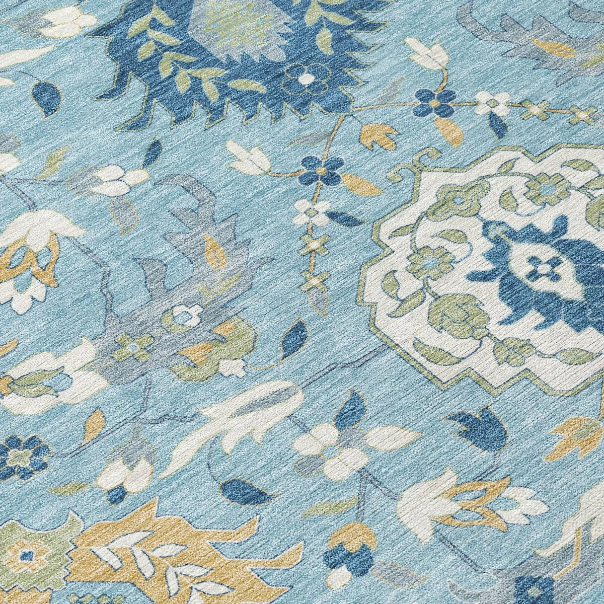 Machine Washable Indoor/ Outdoor Traditional Kashan Chantille Rug