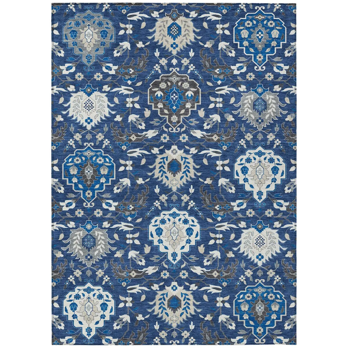 Machine Washable Indoor/ Outdoor Traditional Kashan Chantille Rug