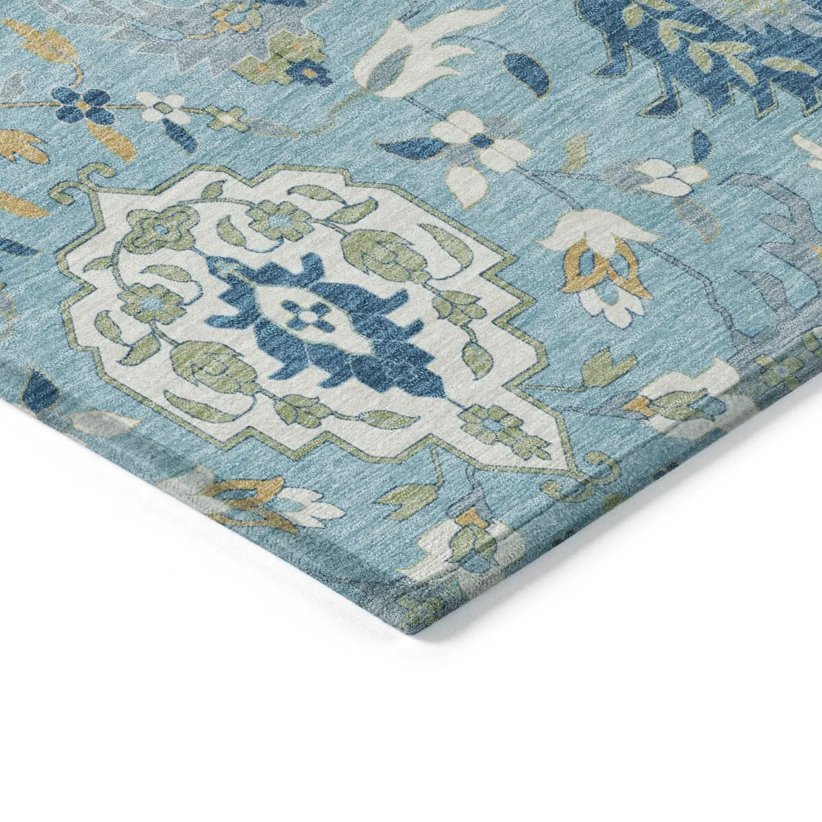 Machine Washable Indoor/ Outdoor Traditional Kashan Chantille Rug
