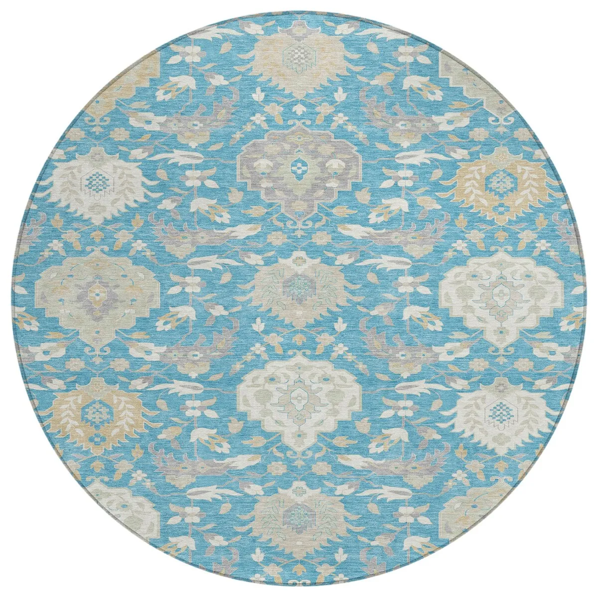 Machine Washable Indoor/ Outdoor Traditional Kashan Chantille Rug
