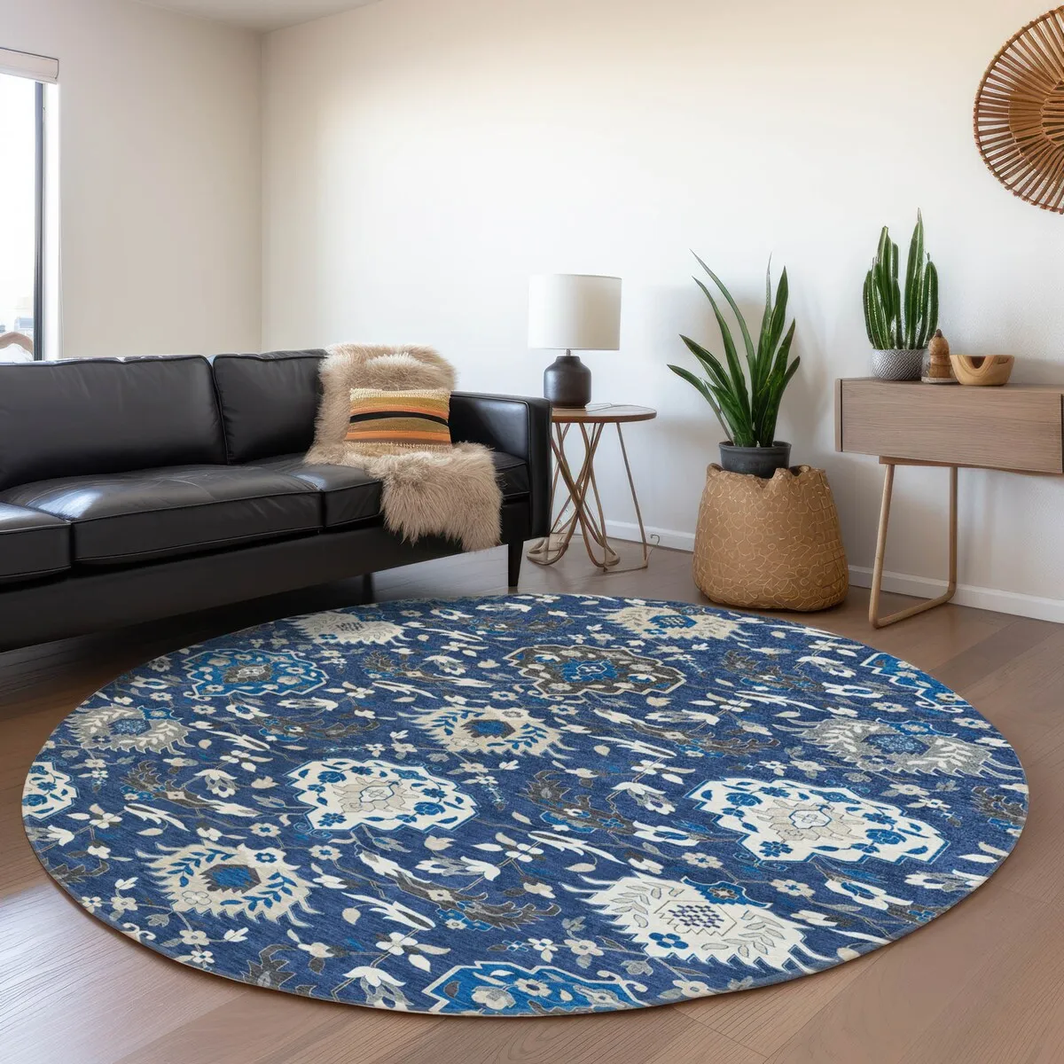 Machine Washable Indoor/ Outdoor Traditional Kashan Chantille Rug
