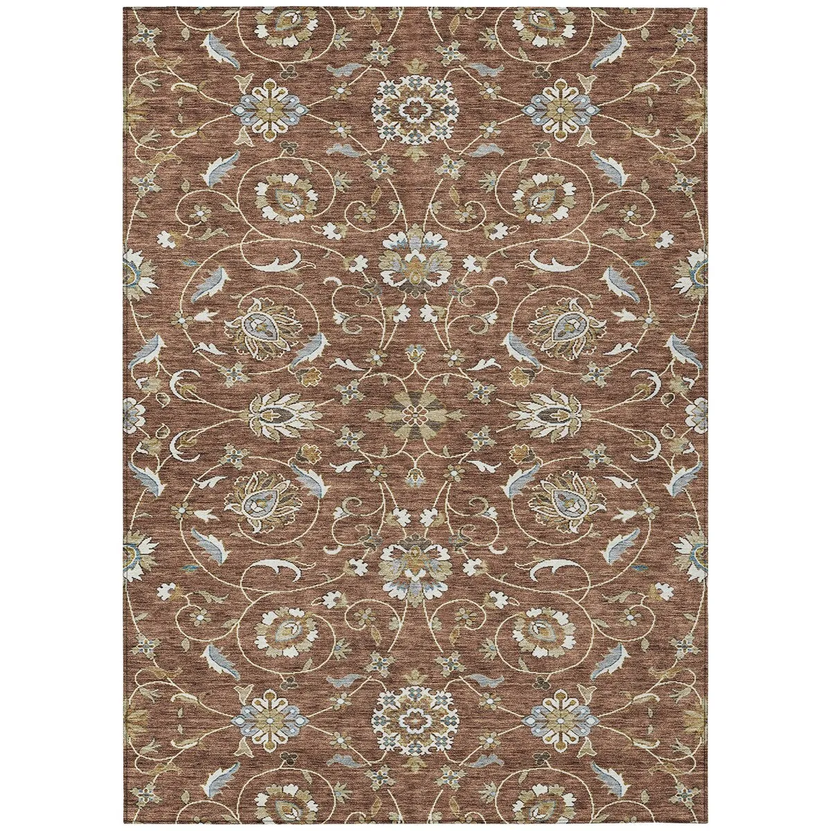 Machine Washable Indoor/ Outdoor Traditional KashanChantille Rug