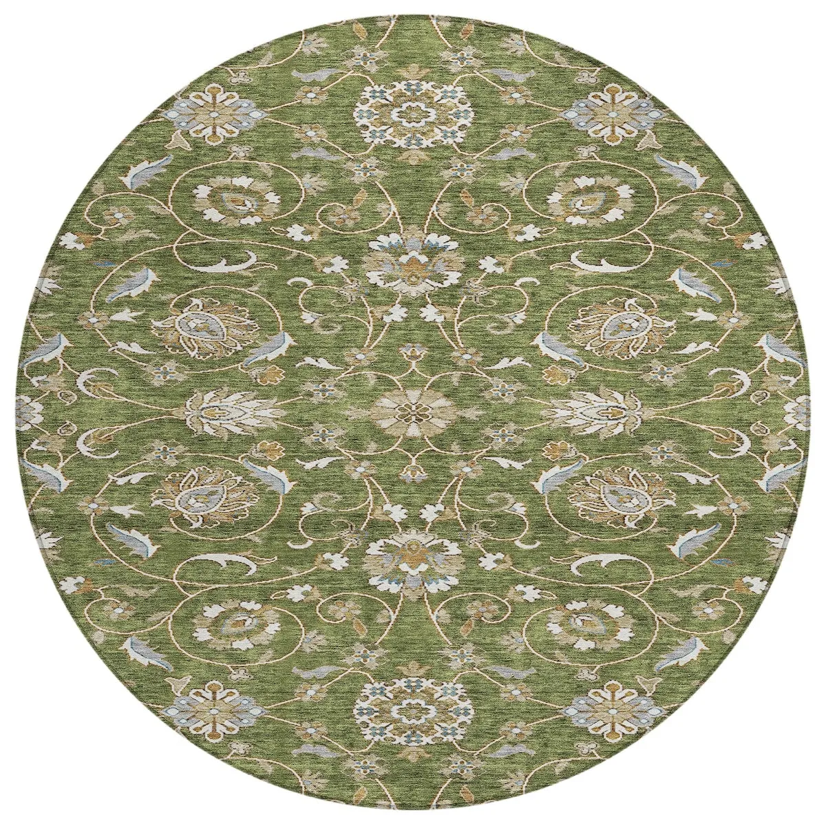 Machine Washable Indoor/ Outdoor Traditional KashanChantille Rug